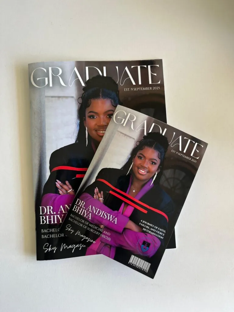 Two graduation magazines made for Dr. Andiswa Bhiya, MBChB